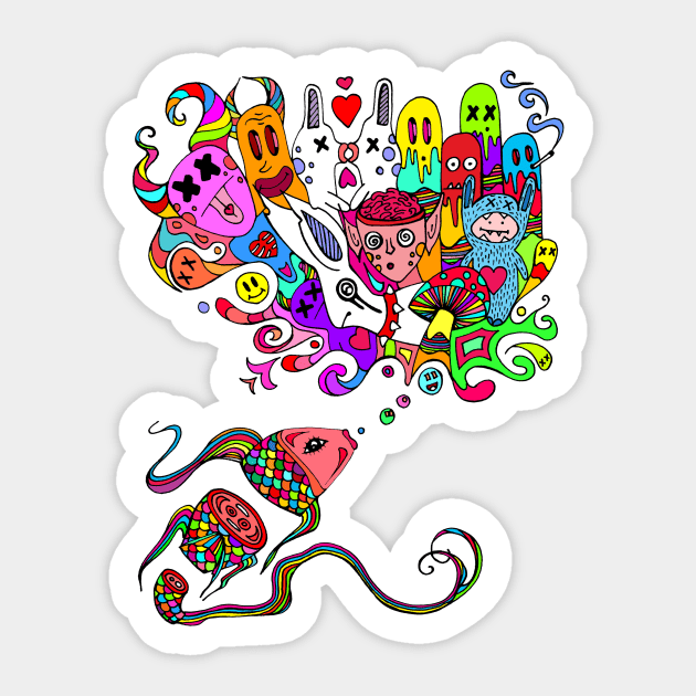 Rainbow Fish Sticker by ogfx